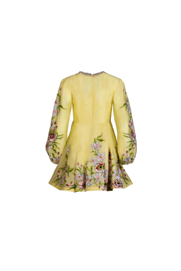 LA FUORI Citrine Eaten By Flower Dress - Yellow Multi