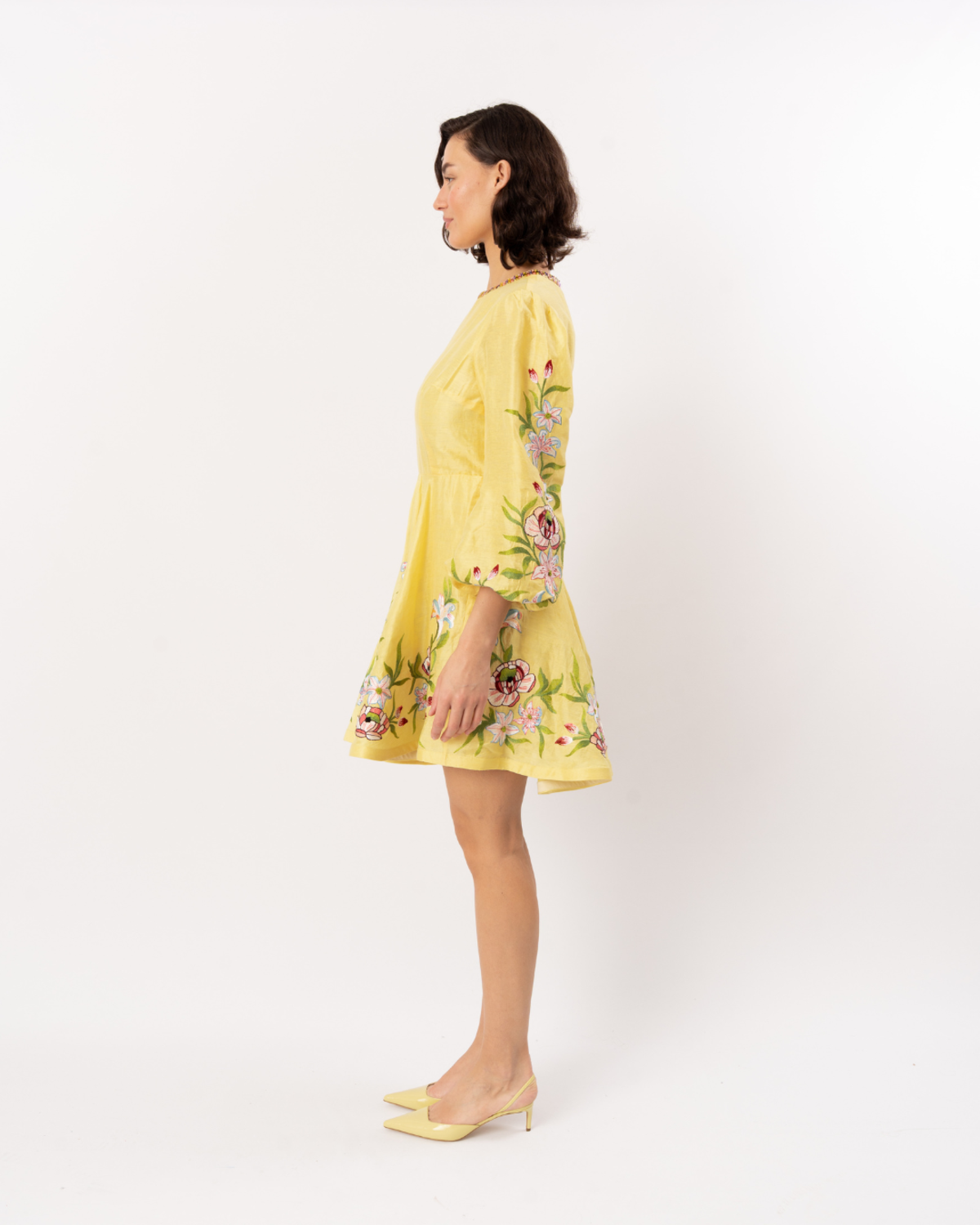 LA FUORI Citrine Eaten By Flower Dress - Yellow Multi - Image 4 of 5