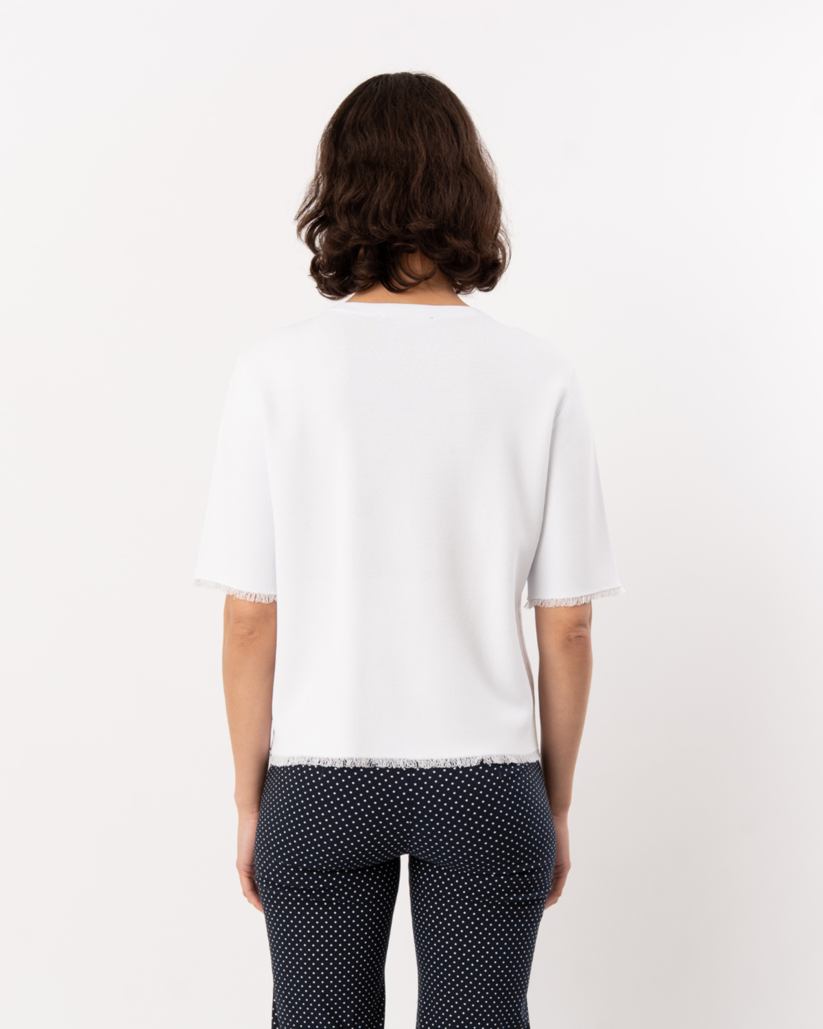 ELLIOTT LAUREN Knit Fray Short Sleeve Sweater - White - Image 2 of 4