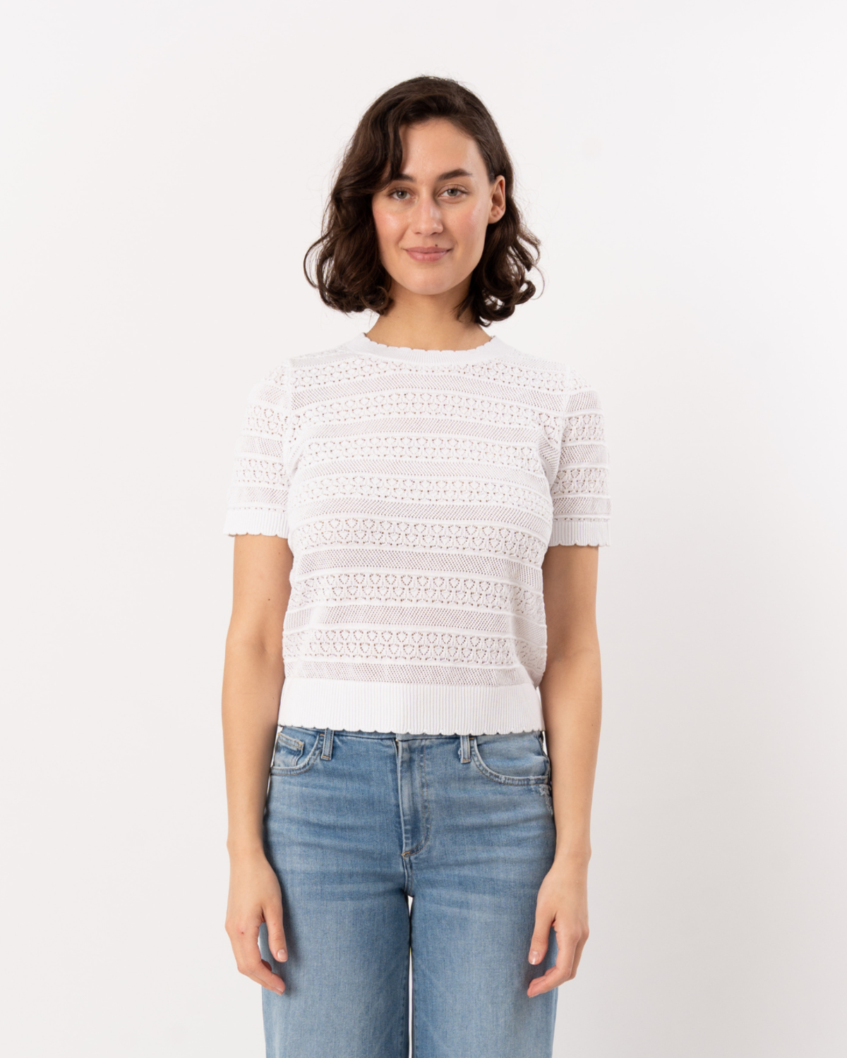 ELLIOTT LAUREN Pointelle Knit Sweater - White - Image 1 of 5
