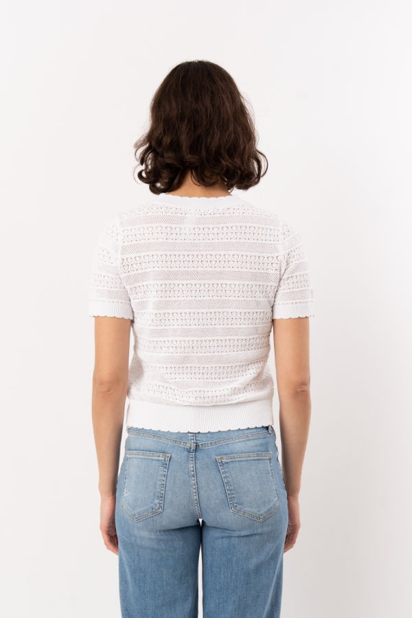 ELLIOTT LAUREN Pointelle Knit Sweater - White