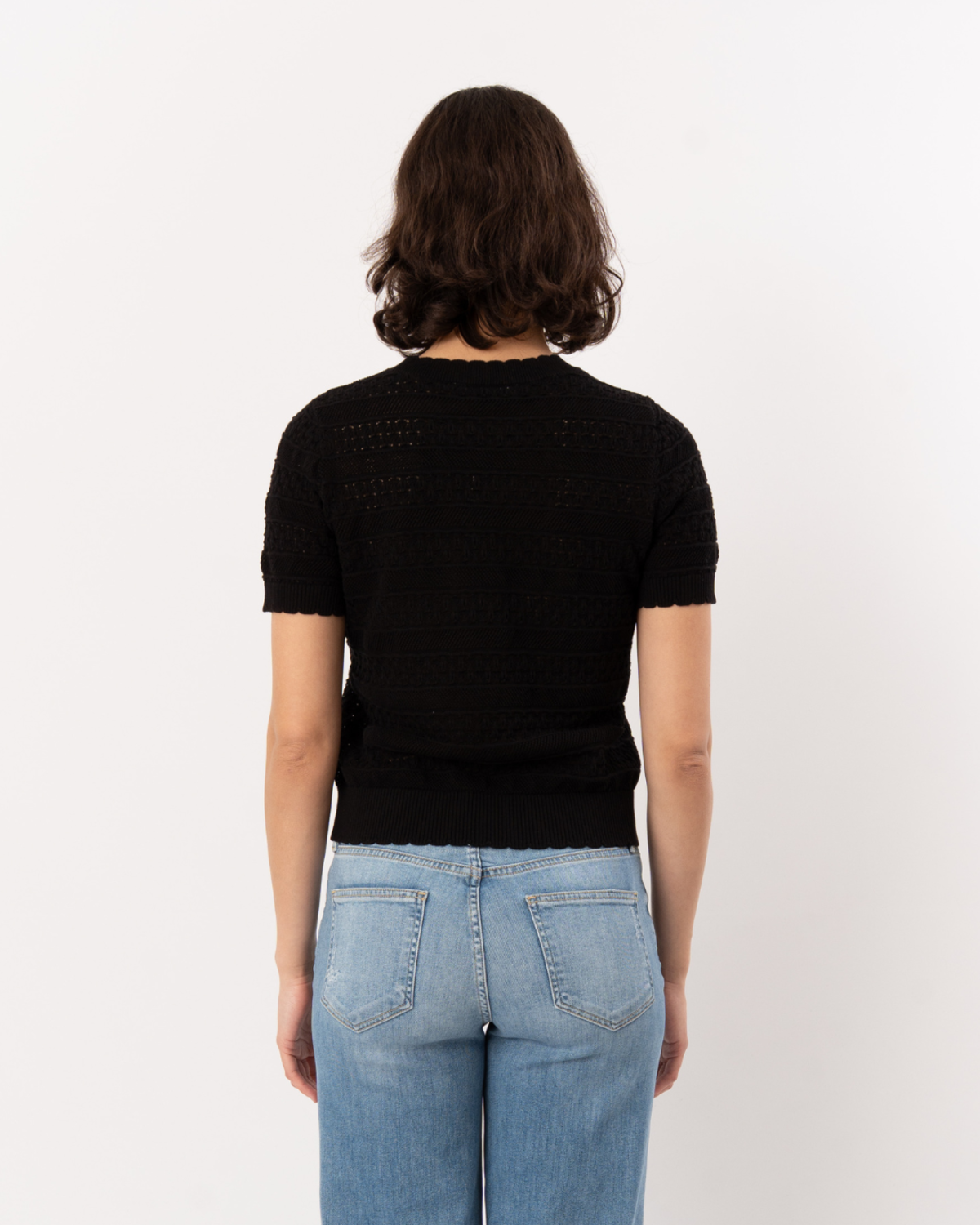 ELLIOTT LAUREN Pointelle Knit Sweater - Black - Image 2 of 4