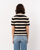 ELLIOTT LAUREN Striped Crochet Sweater Top - Black/Cream - Thumbnail 2