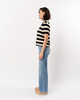 ELLIOTT LAUREN Striped Crochet Sweater Top - Black/Cream - Thumbnail 4