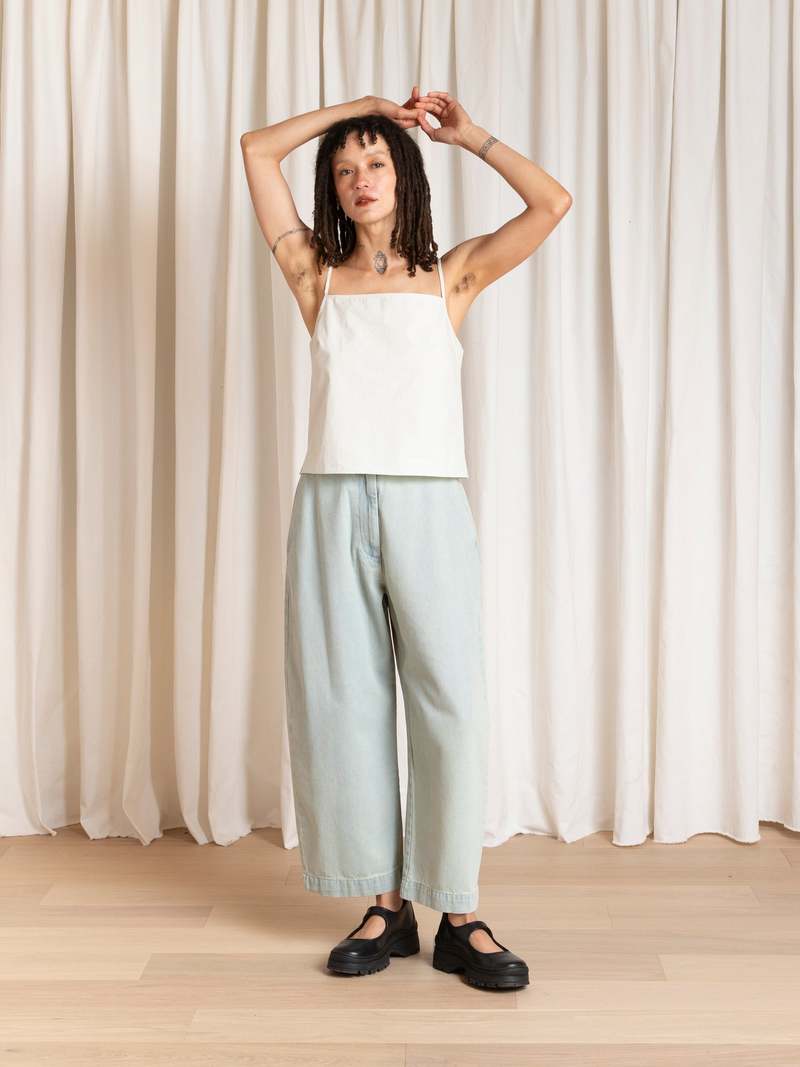 Ali Golden Loose Barrel Pant - Light Denim