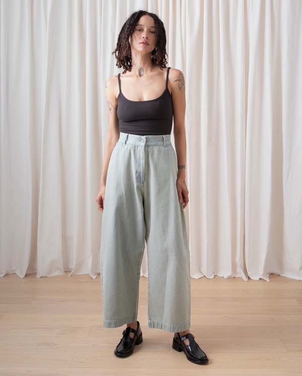 Ali Golden Loose Barrel Pant - Light Denim