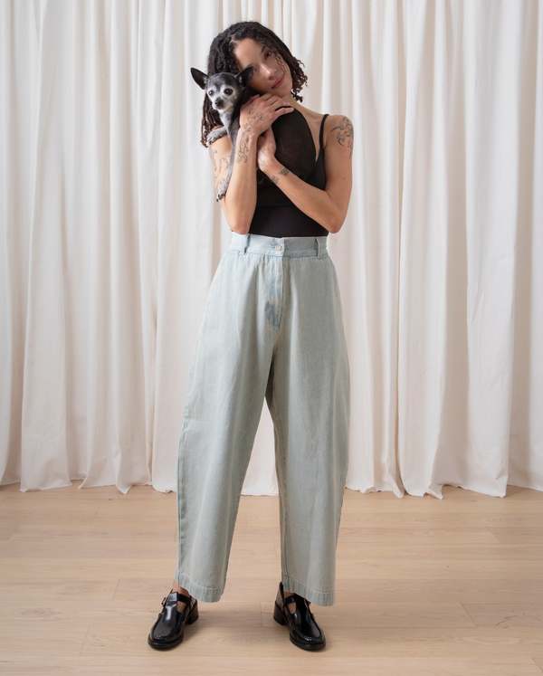 Ali Golden Loose Barrel Pant - Light Denim