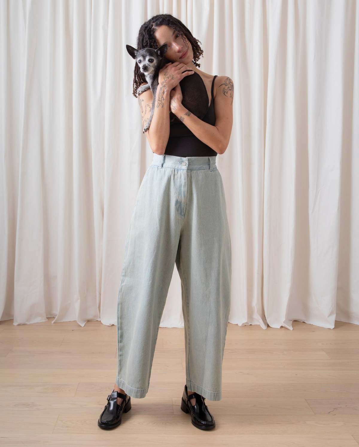 Ali Golden Loose Barrel Pant - Light Denim - Image 9 of 12