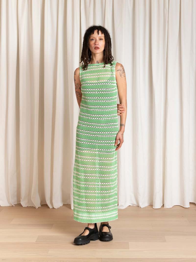 Ali Golden Low Back Column Dress
