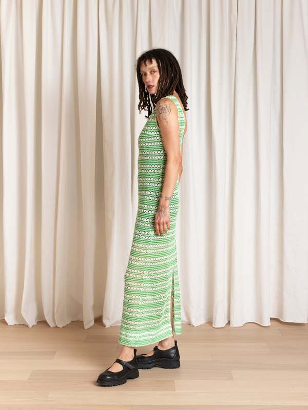 Ali Golden Low Back Column Dress