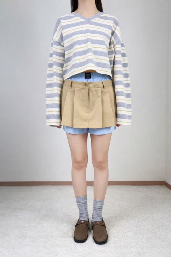 The NKC Store Crop Striped Long Sleeve Top