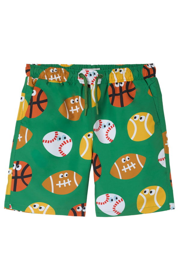 KIDS STELLA MCCARTNEY Sports Print Swim Shorts - Green