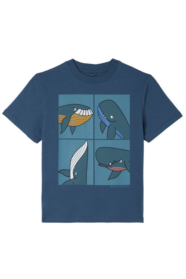 KIDS STELLA MCCARTNEY T-Shirt With Whales Print - Blue