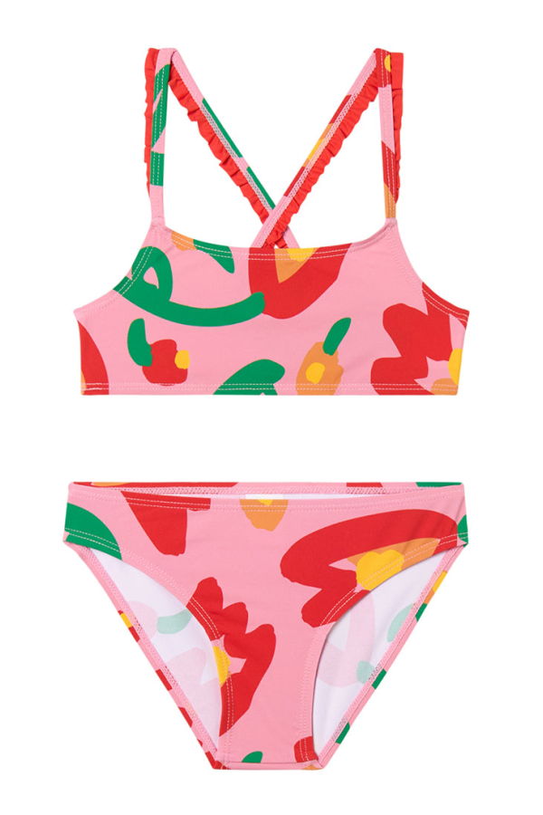 KIDS STELLA MCCARTNEY Two Piece Tulips Print Swimsuit - Pink