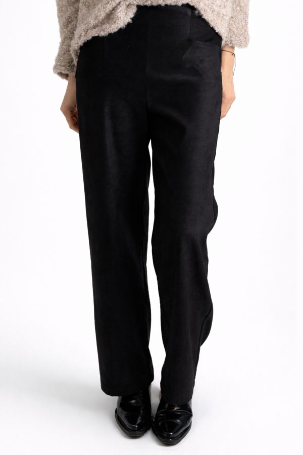 Meg Long Odette Pant - Black Suede