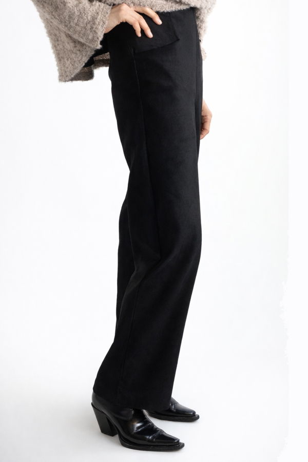 Meg Long Odette Pant - Black Suede