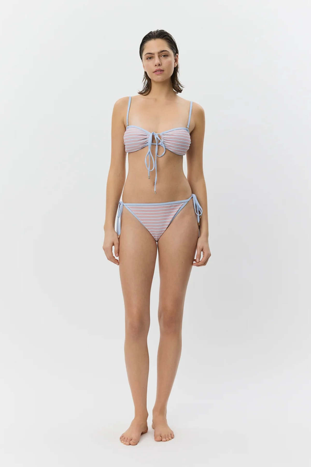 Sofie Schnoor Gabby Bandeau Bikini - Rose Striped - Image 1 of 3