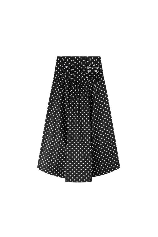 Ganni Printed Double Satin Corset Skirt - Black