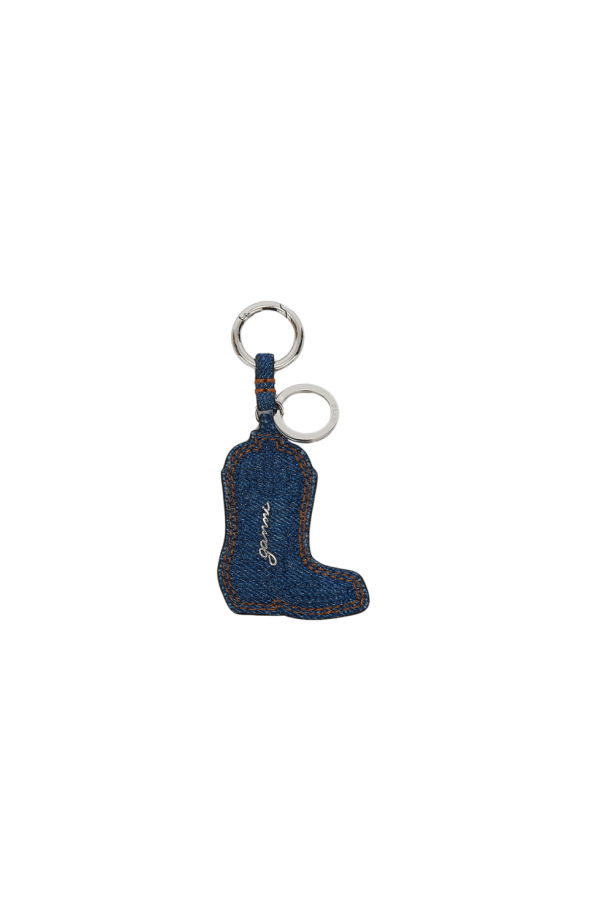 Ganni Western Boot Keyring - Navy Peony