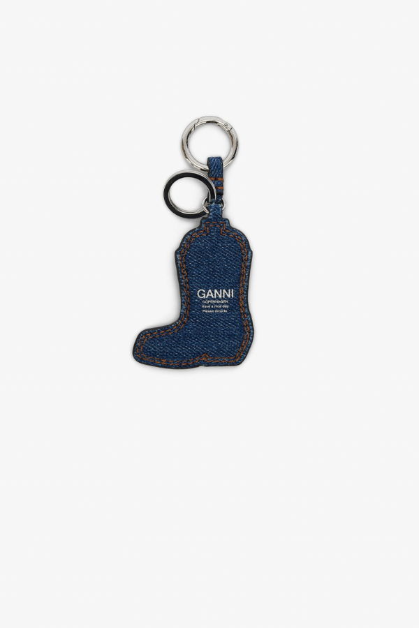 Ganni Western Boot Keyring - Navy Peony