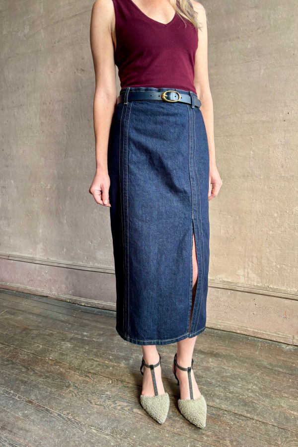 TWP Denim Skirt With Seams