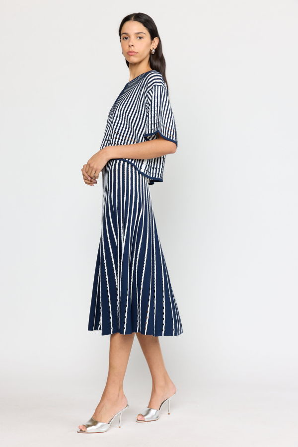 CHRISTY LYNN Colton Skirt - Pinstripe Navy