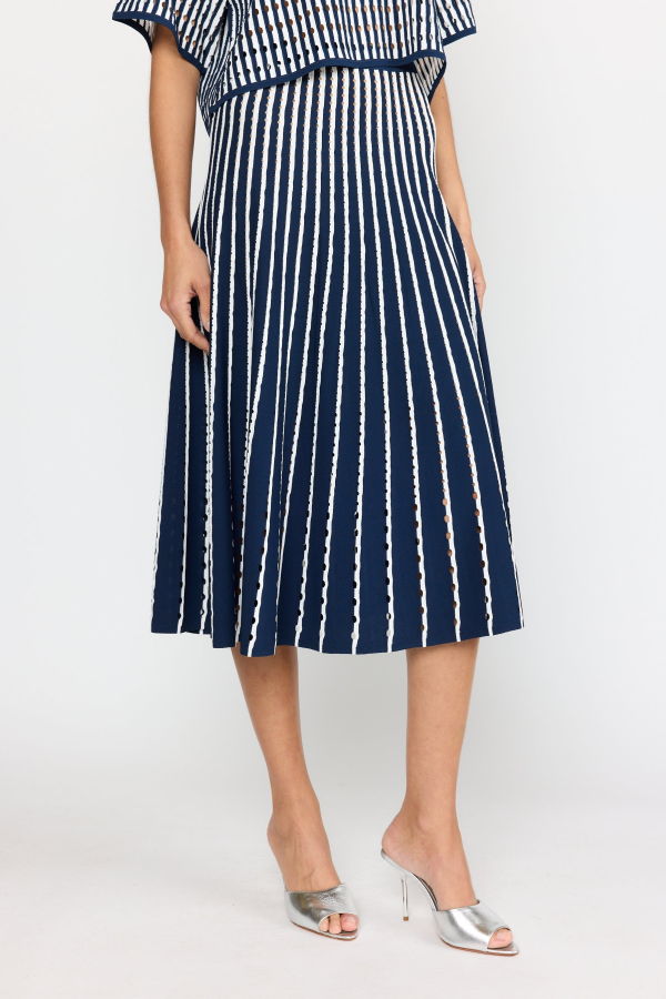 CHRISTY LYNN Colton Skirt - Pinstripe Navy