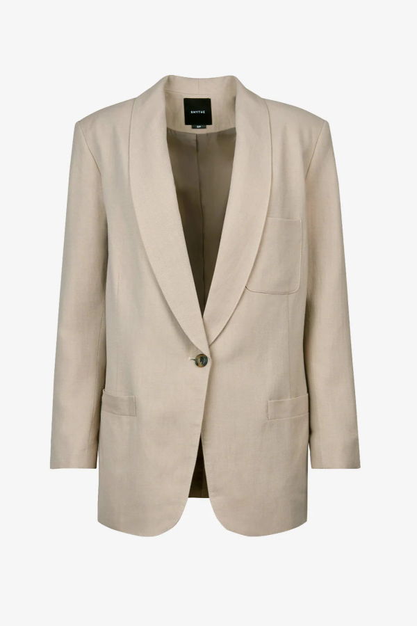 Smythe Shawl Collar Oversized Blazer - Cafe Au Lait