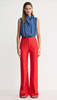Smythe Wide Leg Pintuck Trouser Pants - Poppy - Thumbnail 1