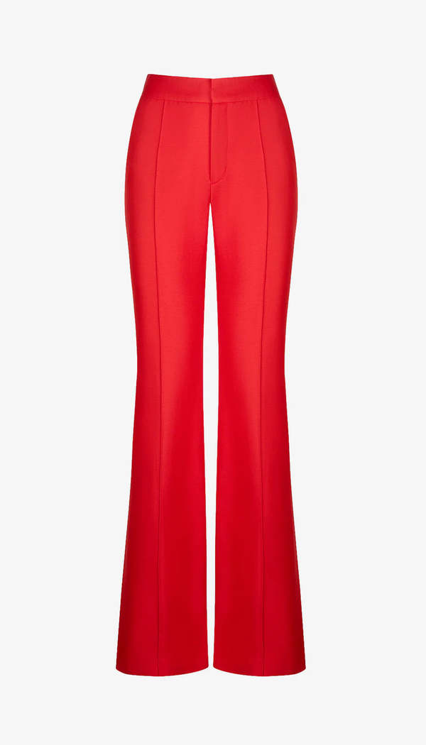 Smythe Wide Leg Pintuck Trouser Pants - Poppy