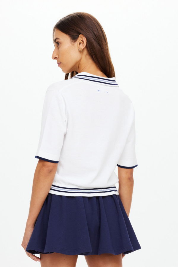 The Upside Archie Collared Knit Polo Top - White