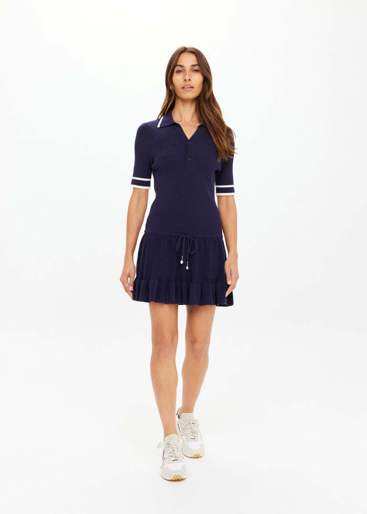 The Upside Plume Knit Collared Dress - Navy - Image 1 of 2