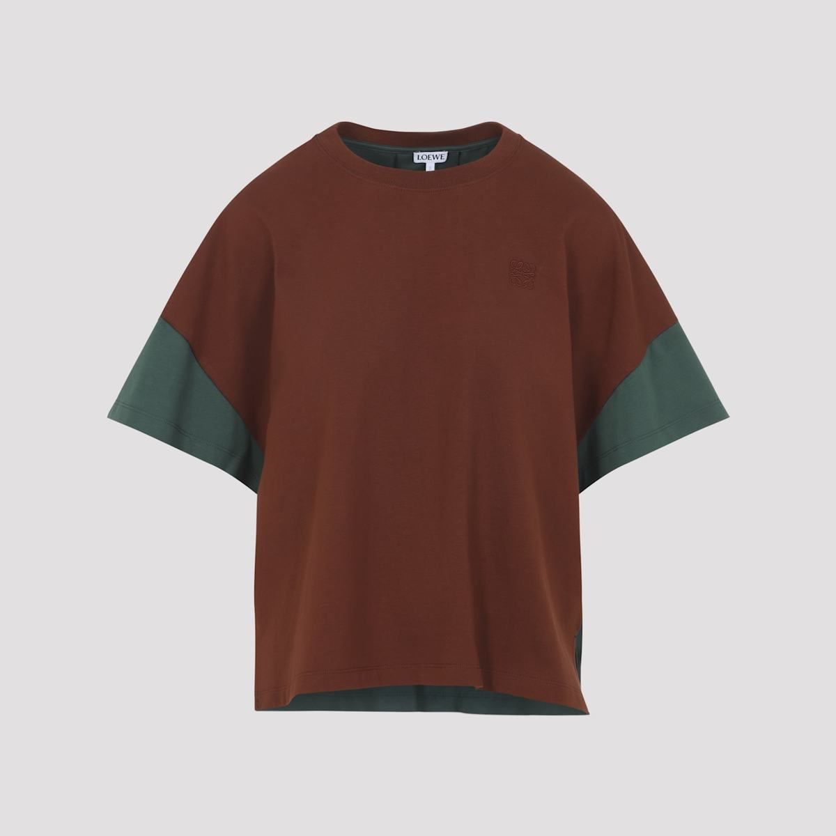 LOEWE Boxy Fit T-Shirt - Brown Dark Green - Image 1 of 5
