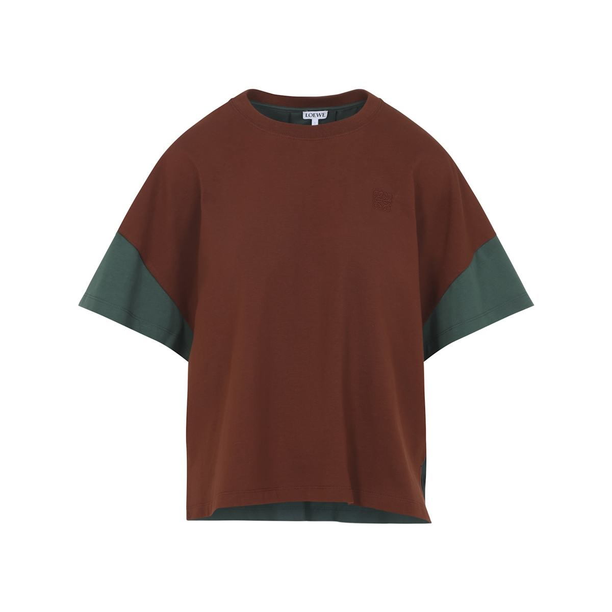 LOEWE Boxy Fit T-Shirt - Brown Dark Green - Image 2 of 5