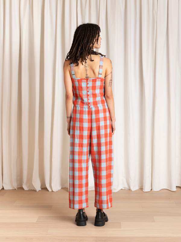 Ali Golden Elastic Pant - Poppy Large Plaid