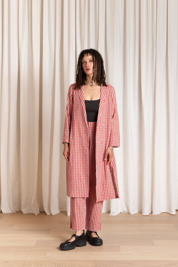 Ali Golden Notch Jacket - Poppy/Ice Gingham