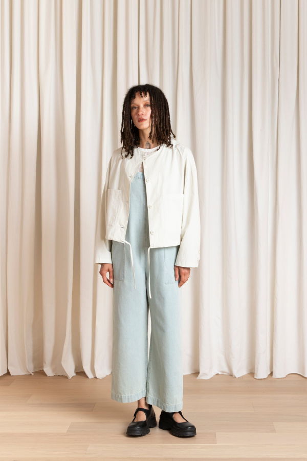 Ali Golden Spring Cropped Drawstring Jacket - Ecru