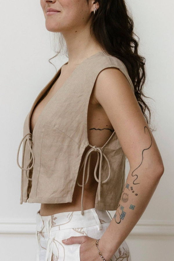 Hendriks Isla Tie Top - Mushroom