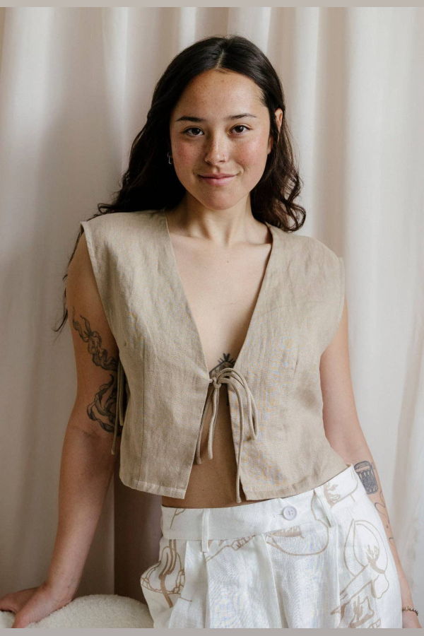 Hendriks Isla Tie Top - Mushroom