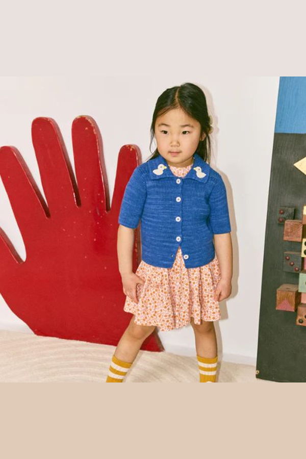 KIDS Misha & Puff Duckling Cafe Cardigan - Blue Ribbon