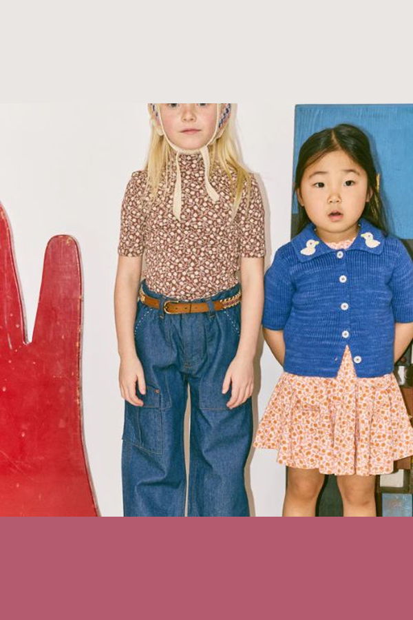 KIDS Misha & Puff Duckling Cafe Cardigan - Blue Ribbon