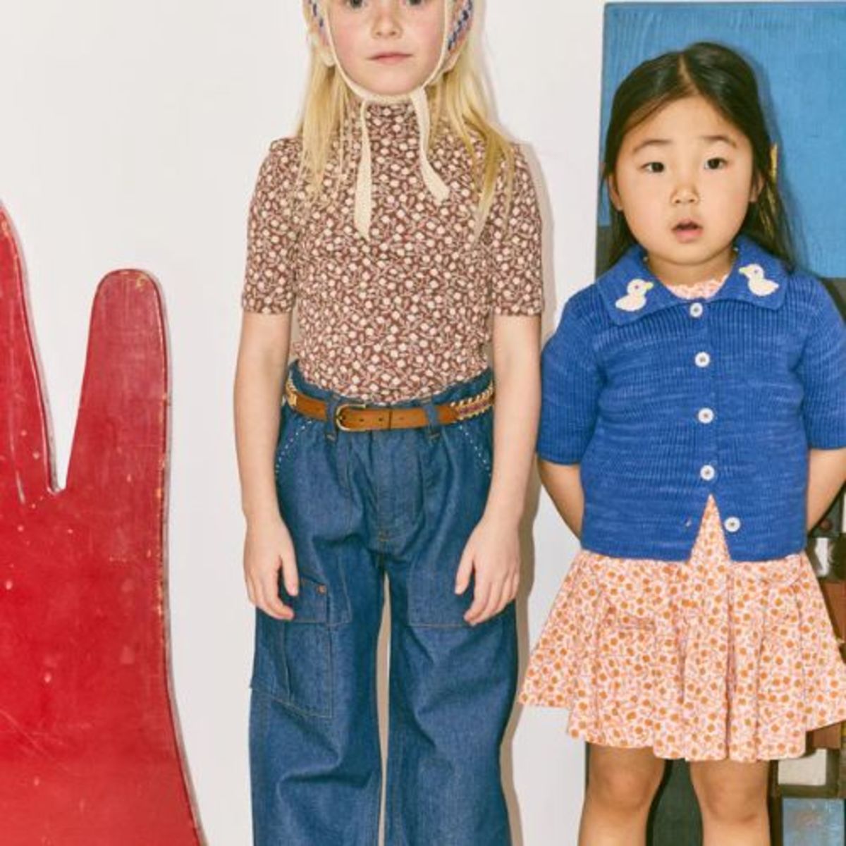 KIDS Misha & Puff Duckling Cafe Cardigan - Blue Ribbon - Image 2 of 4