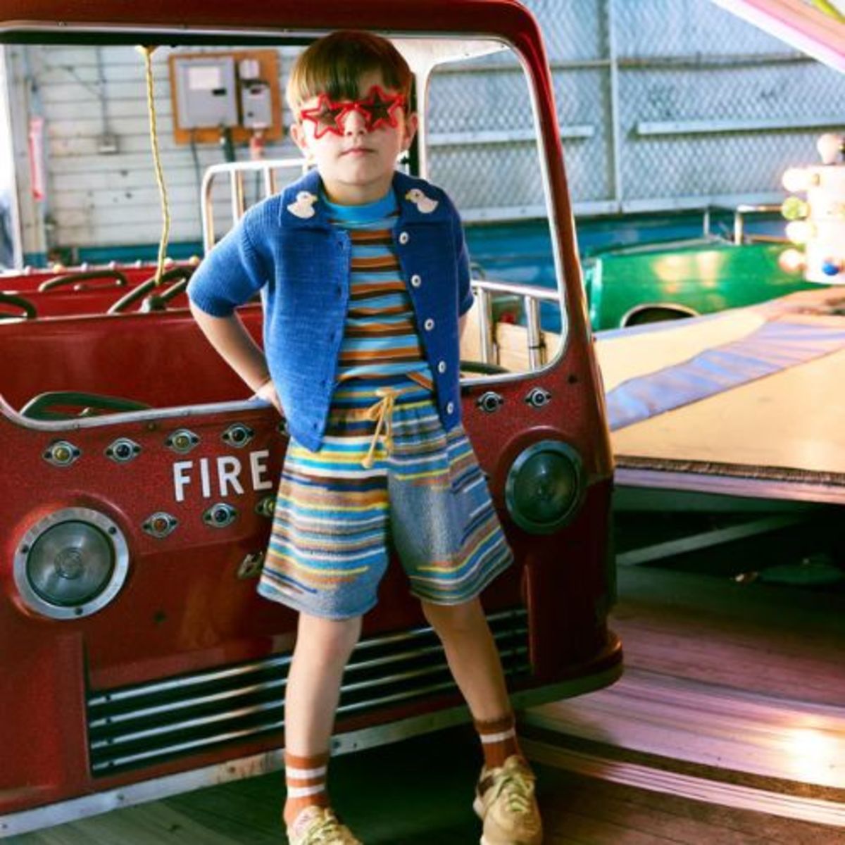 KIDS Misha & Puff Duckling Cafe Cardigan - Blue Ribbon - Image 3 of 4