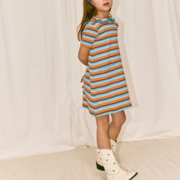 KIDS Misha & Puff Pattie Dress - Bright Sky Avenue Stripe KIDS Misha & Puff Pattie Dress - Bright Sky Avenue Stripe