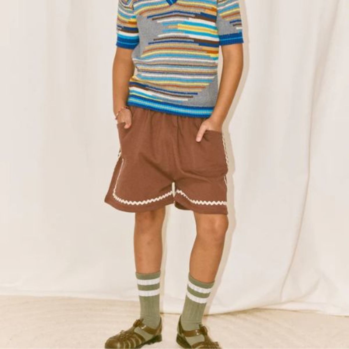 KIDS Misha & Puff RickRack Camp Short - Cola - Image 2 of 3