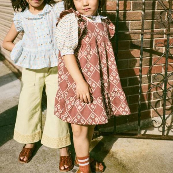 KIDS Misha & Puff Ruffle Sleeve Dress - Cola Flora Tierra KIDS Misha & Puff Ruffle Sleeve Dress - Cola Flora Tierra