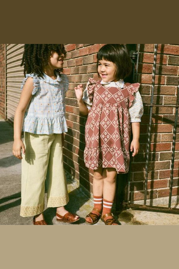 KIDS Misha & Puff Ruffle Sleeve Dress - Cola Flora Tierra