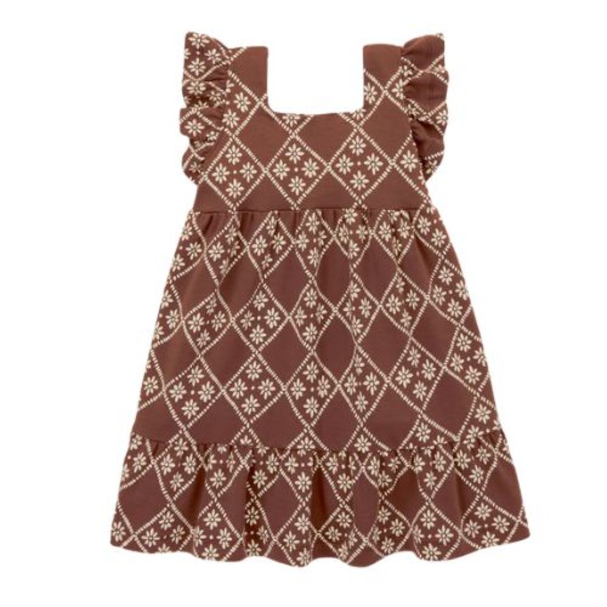 KIDS Misha & Puff Ruffle Sleeve Dress - Cola Flora Tierra - Image 3 of 3