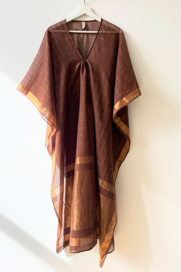 Two Sheer Brown and Metallic Caftan