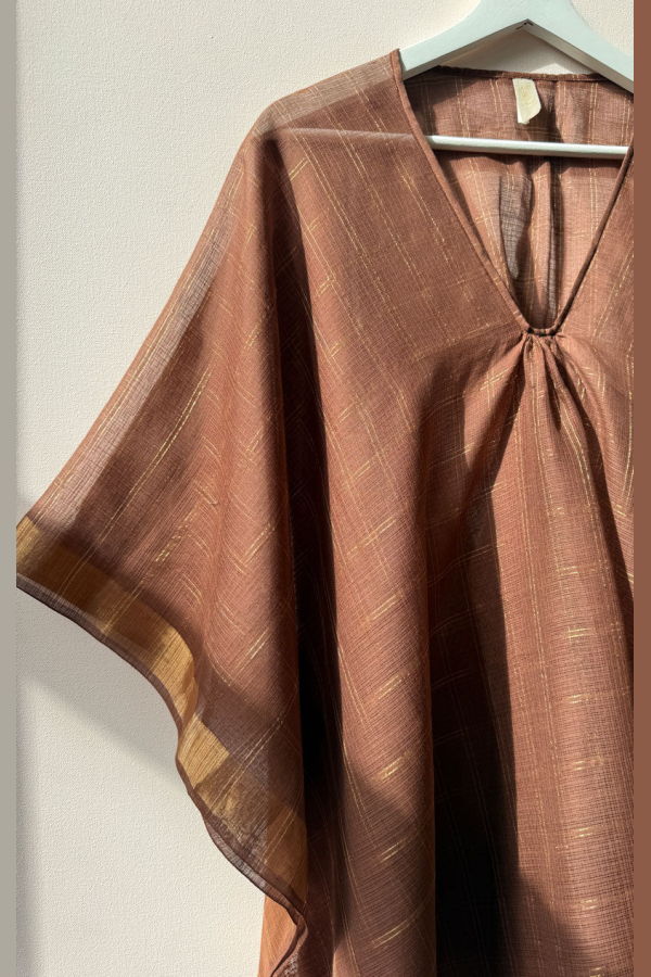 Two Sheer Brown and Metallic Caftan